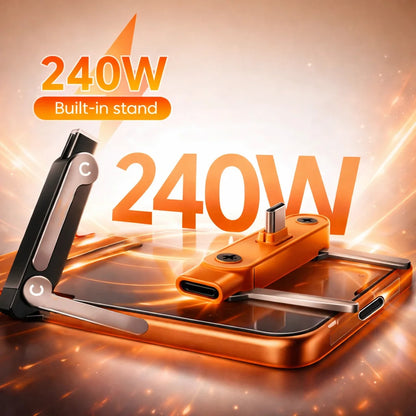 2in1 USB Type-C 変換アダプター スマホスタンド 240W 急速充電 PD5A データ転送 480Mbps 亜鉛合金 iPhone15 16 17 1.5m